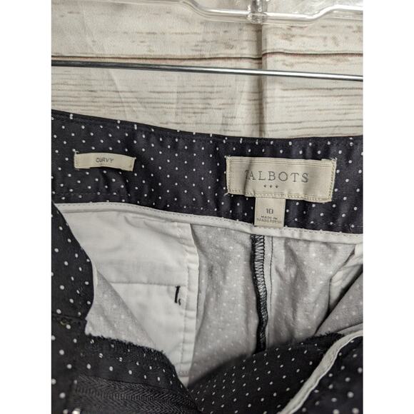 Talbots Black White Polka Dot Ankle Pants Size 10 Flat Front Pockets‎ 25" Inseam - Picture 7 of 9